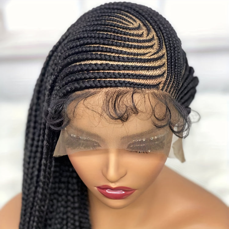 Braided 13x6 Lace wig Braids Wigs For Women Black Micro Braided Synthetic Lightweight Hand-Tied Lace Front Box Braided Wig - Lena & Miles Exquisite Boutique LLC.