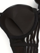 Simple Solid Bra & Panties, Push Up Bra & Cut Out Panties Lingerie Set, Women&