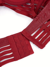 Simple Solid Bra & Panties, Push Up Bra & Cut Out Panties Lingerie Set, Women&