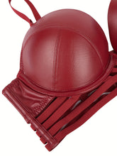 Simple Solid Bra & Panties, Push Up Bra & Cut Out Panties Lingerie Set, Women&