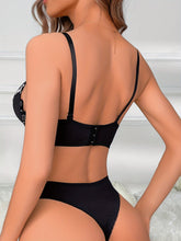 Romantic Luxury Lace Lingerie Set - Seductive Bow Tie Push Up Bra & Comfortable Thong Panties - Soft Contrasting Lace, Womens Intimate Collection For Her - Lena & Miles Exquisite Boutique LLC.