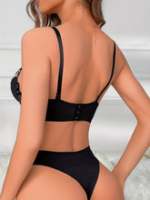 Romantic Luxury Lace Lingerie Set - Seductive Bow Tie Push Up Bra & Comfortable Thong Panties - Soft Contrasting Lace, Womens Intimate Collection For Her - Lena & Miles Exquisite Boutique LLC.