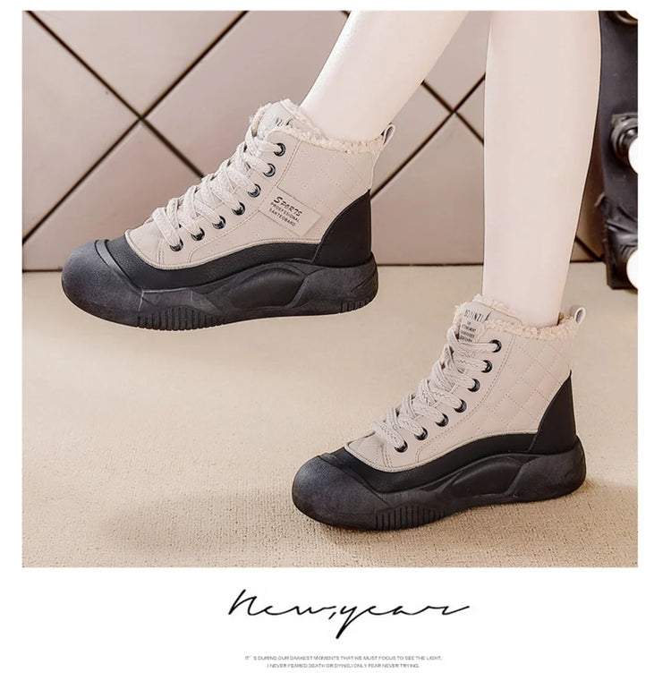 Winter Women Snow Boot Ankle Boots Platform Shoes for Women Keep Warm Sneakers Anti-collision Toe Cap - Lena & Miles Exquisite Boutique LLC.