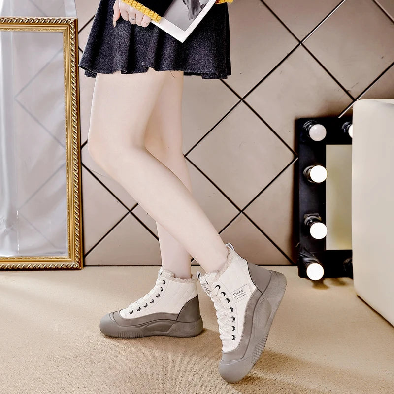 Winter Women Snow Boot Ankle Boots Platform Shoes for Women Keep Warm Sneakers Anti-collision Toe Cap - Lena & Miles Exquisite Boutique LLC.