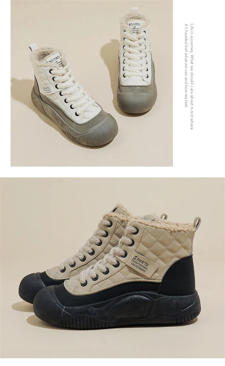 Winter Women Snow Boot Ankle Boots Platform Shoes for Women Keep Warm Sneakers Anti-collision Toe Cap - Lena & Miles Exquisite Boutique LLC.