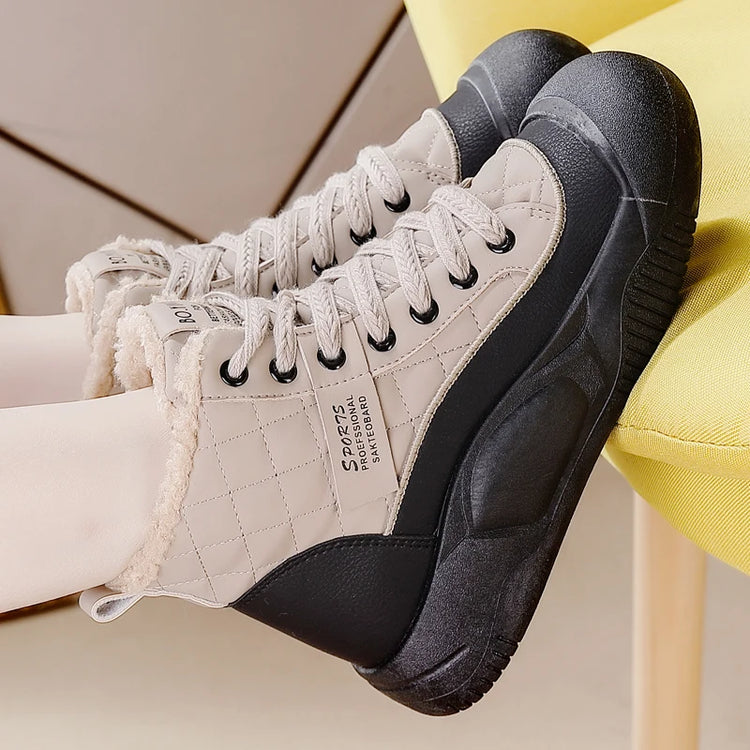 Winter Women Snow Boot Ankle Boots Platform Shoes for Women Keep Warm Sneakers Anti-collision Toe Cap - Lena & Miles Exquisite Boutique LLC.