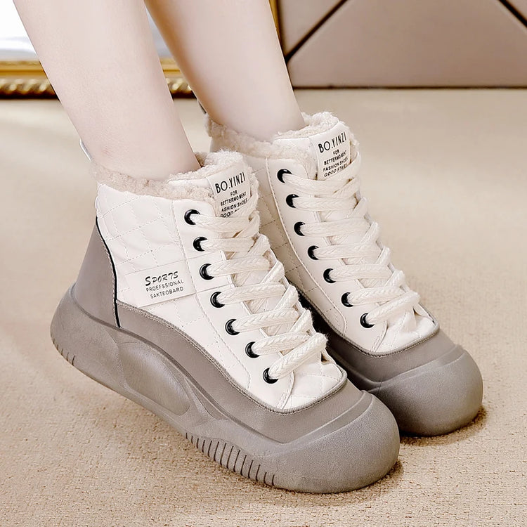 Winter Women Snow Boot Ankle Boots Platform Shoes for Women Keep Warm Sneakers Anti-collision Toe Cap - Lena & Miles Exquisite Boutique LLC.