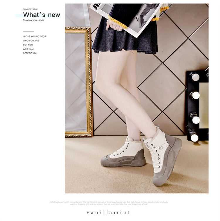 Winter Women Snow Boot Ankle Boots Platform Shoes for Women Keep Warm Sneakers Anti-collision Toe Cap - Lena & Miles Exquisite Boutique LLC.