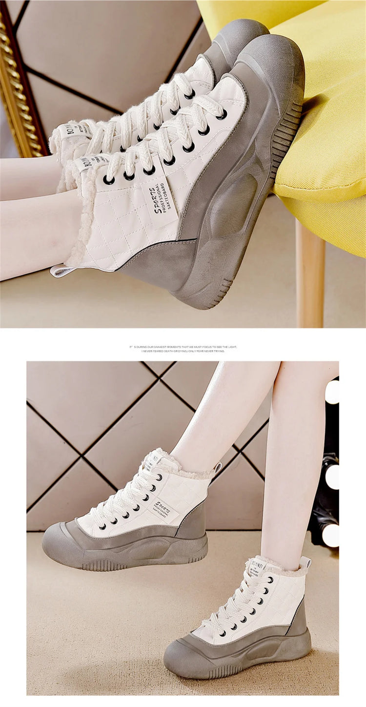 Winter Women Snow Boot Ankle Boots Platform Shoes for Women Keep Warm Sneakers Anti-collision Toe Cap - Lena & Miles Exquisite Boutique LLC.
