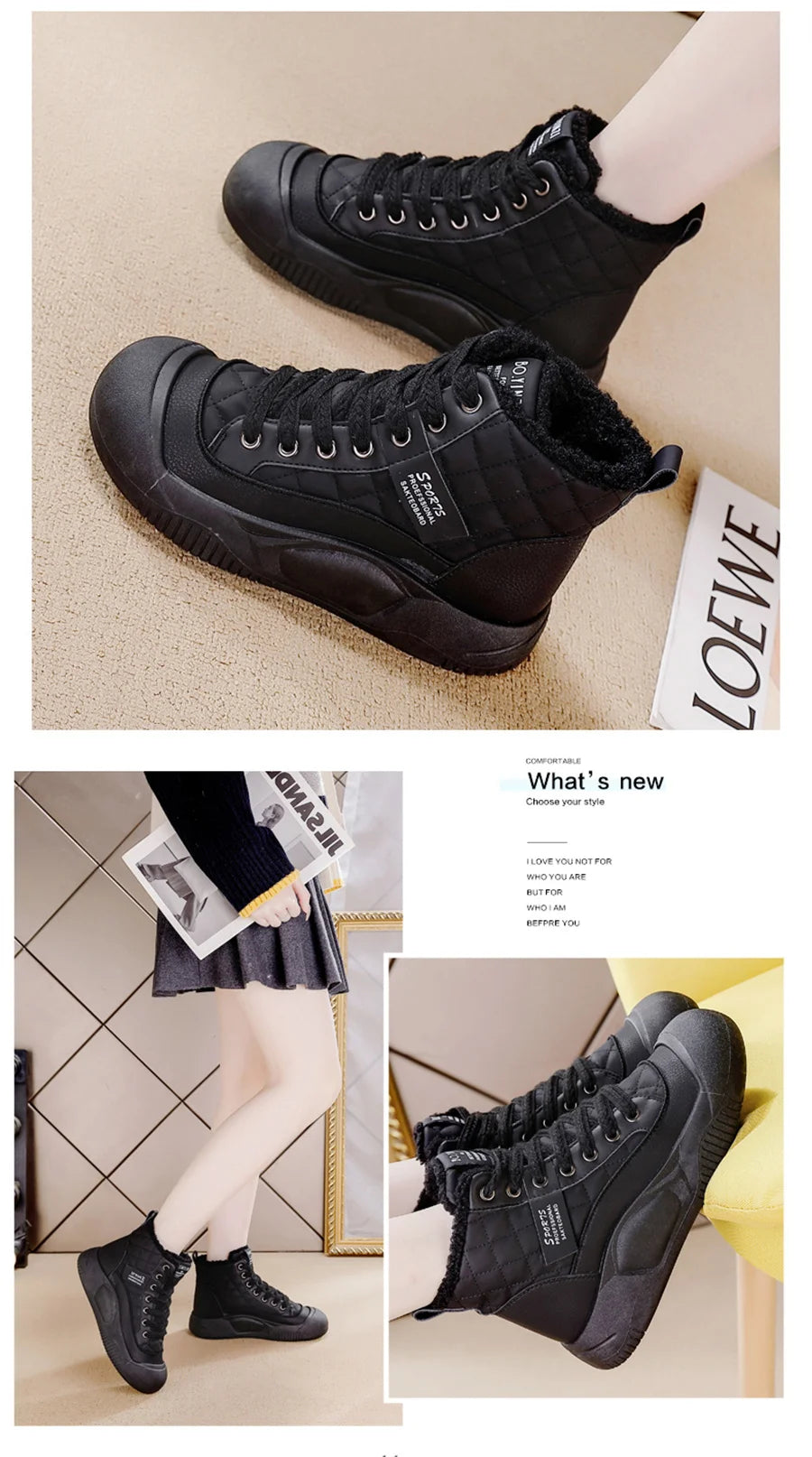 Winter Women Snow Boot Ankle Boots Platform Shoes for Women Keep Warm Sneakers Anti-collision Toe Cap - Lena & Miles Exquisite Boutique LLC.