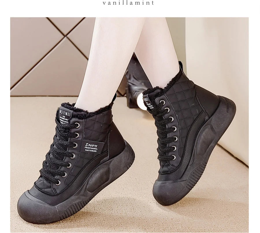 Winter Women Snow Boot Ankle Boots Platform Shoes for Women Keep Warm Sneakers Anti-collision Toe Cap - Lena & Miles Exquisite Boutique LLC.