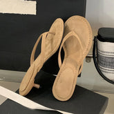 Fashion Round Toe Women Thin Heels Slippers Slides Female Flip flops Sandals Spring Summer Ladies Heeled Slippers Shoes Pumps - Lena & Miles Exquisite Boutique LLC.