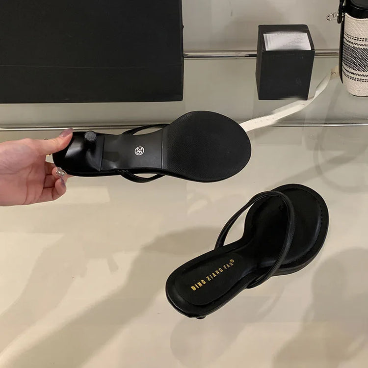 Fashion Round Toe Women Thin Heels Slippers Slides Female Flip flops Sandals Spring Summer Ladies Heeled Slippers Shoes Pumps - Lena & Miles Exquisite Boutique LLC.