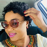 Short Kinky Curly Wigs Human Hair Pixie Cut Brazilian Human Hair For Women Natural Black Glueless Curly Human Hair Wigs - Lena & Miles Exquisite Boutique LLC.