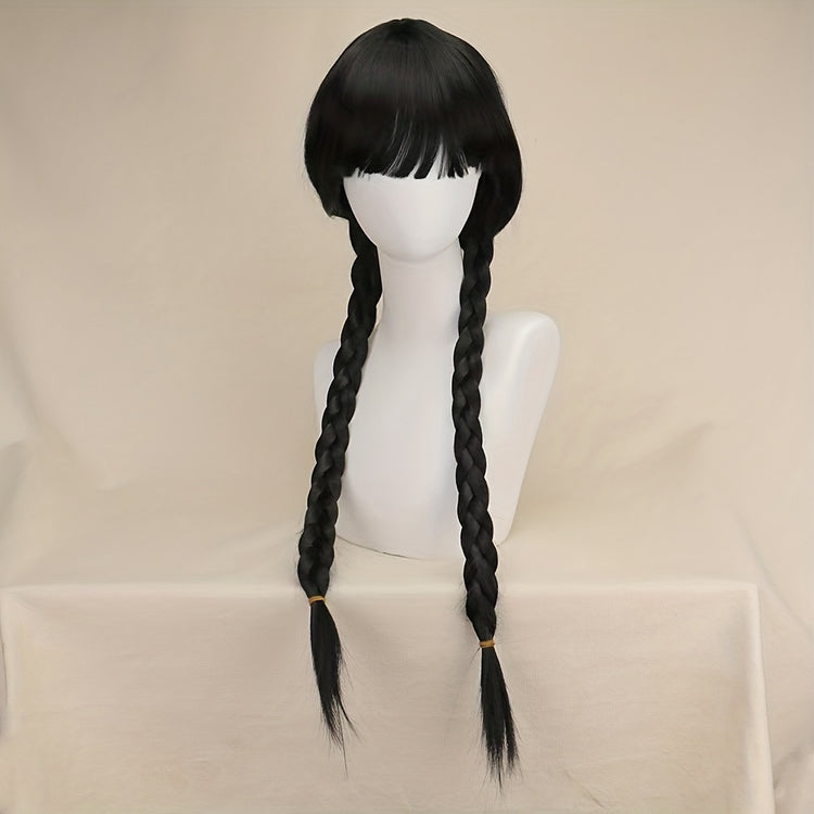 Cosplay Wigs Black Double Twist Braid Wigs Synthetic Hair Replacement Wigs For Halloween Party Costume Accessories - Lena & Miles Exquisite Boutique LLC.