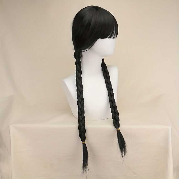 Cosplay Wigs Black Double Twist Braid Wigs Synthetic Hair Replacement Wigs For Halloween Party Costume Accessories - Lena & Miles Exquisite Boutique LLC.