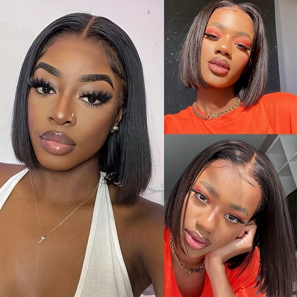Flawless Bob Wigs - Brazilian Remy Human Hair, 150% Dense, Seamless 4x4 Lace Closure, Glueless & Realistic Lace Front - Perfect for Women, 8-16 Inch, Natural Sun-Kissed Shades - Lena & Miles Exquisite Boutique LLC.