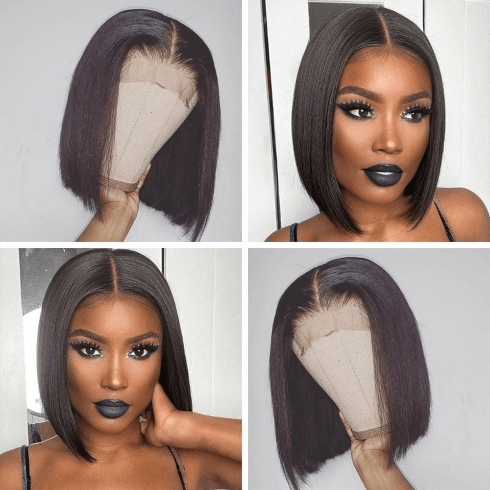 Flawless Bob Wigs - Brazilian Remy Human Hair, 150% Dense, Seamless 4x4 Lace Closure, Glueless & Realistic Lace Front - Perfect for Women, 8-16 Inch, Natural Sun-Kissed Shades - Lena & Miles Exquisite Boutique LLC.