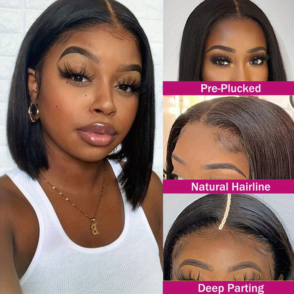 Flawless Bob Wigs - Brazilian Remy Human Hair, 150% Dense, Seamless 4x4 Lace Closure, Glueless & Realistic Lace Front - Perfect for Women, 8-16 Inch, Natural Sun-Kissed Shades - Lena & Miles Exquisite Boutique LLC.