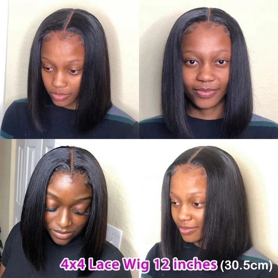 Flawless Bob Wigs - Brazilian Remy Human Hair, 150% Dense, Seamless 4x4 Lace Closure, Glueless & Realistic Lace Front - Perfect for Women, 8-16 Inch, Natural Sun-Kissed Shades - Lena & Miles Exquisite Boutique LLC.