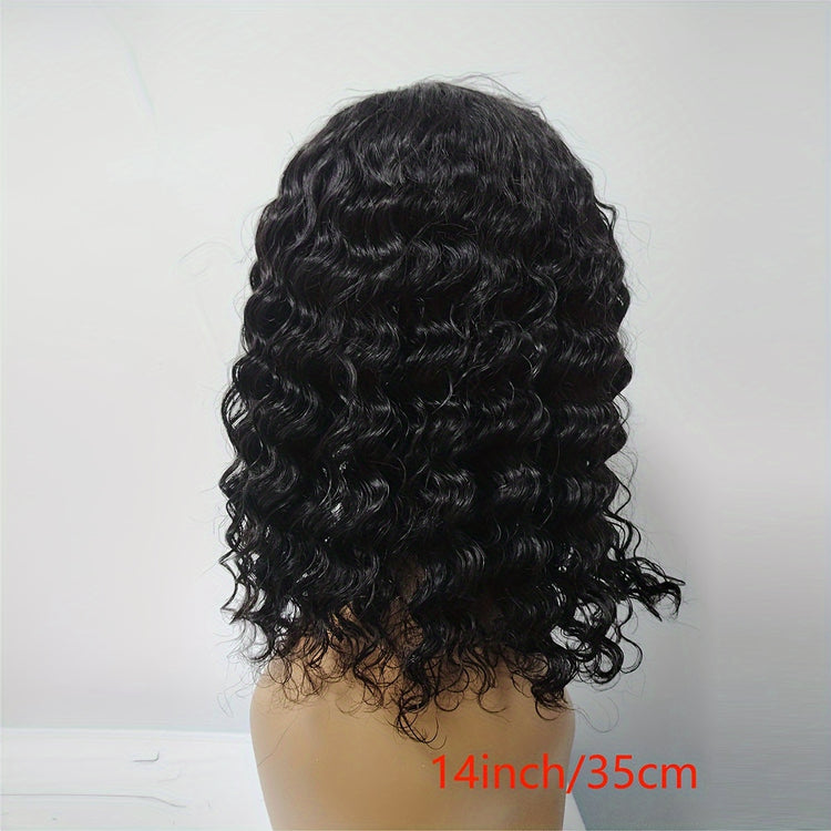 Side Part Human Hair Bob Wig Natural Color Deep Wave Wigs For Women 180% 13*5*1 - Lena & Miles Exquisite Boutique LLC.