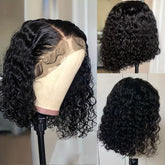 Side Part Human Hair Bob Wig Natural Color Deep Wave Wigs For Women 180% 13*5*1 - Lena & Miles Exquisite Boutique LLC.