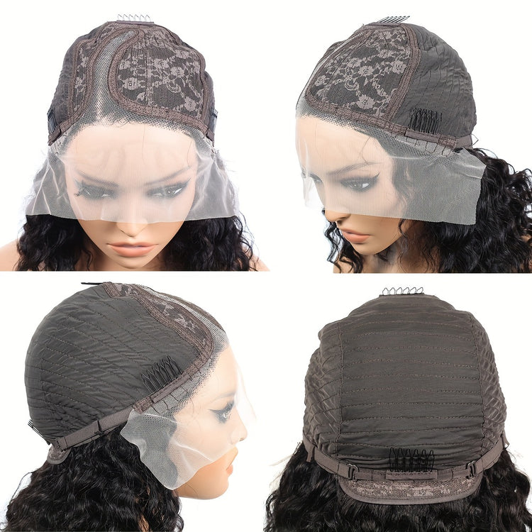 Side Part Human Hair Bob Wig Natural Color Deep Wave Wigs For Women 180% 13*5*1 - Lena & Miles Exquisite Boutique LLC.