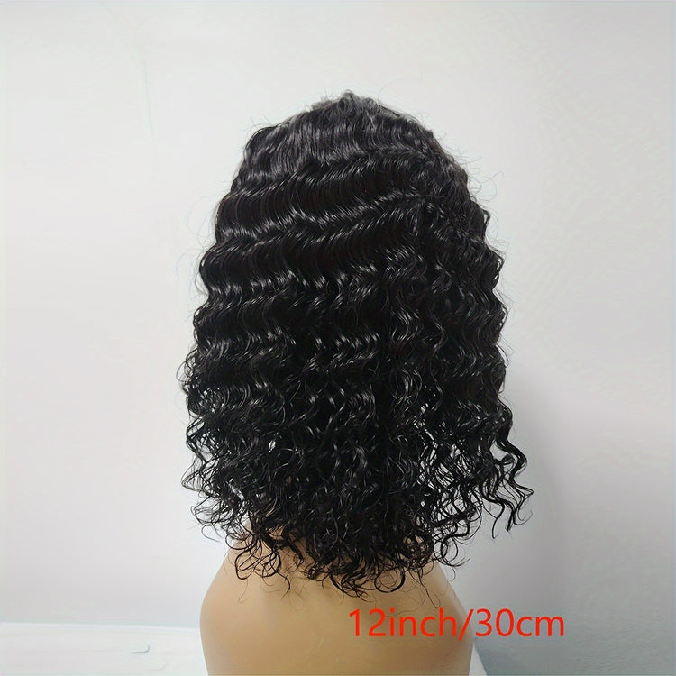 Side Part Human Hair Bob Wig Natural Color Deep Wave Wigs For Women 180% 13*5*1 - Lena & Miles Exquisite Boutique LLC.
