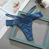 3pcs Solid Contrast Lace Bow Cut Out Thongs, Comfy & Breathable Intimates Panties, Women&
