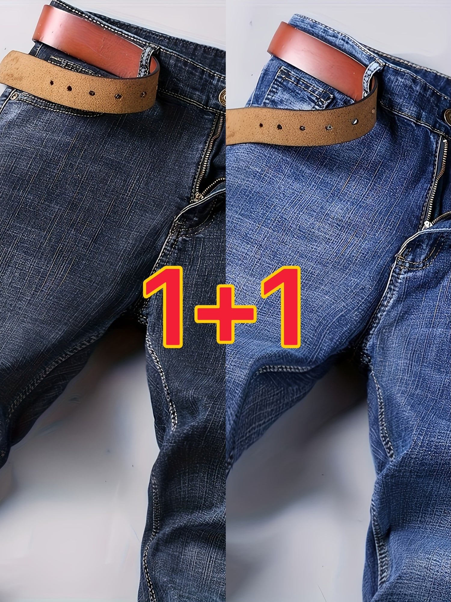 2 Pcs Solid Denim Men&