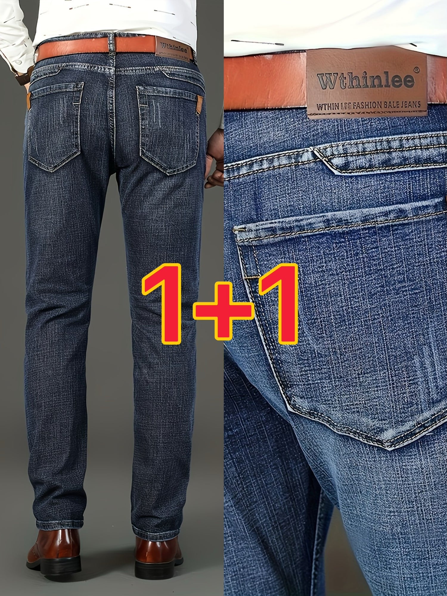 2 Pcs Solid Denim Men&