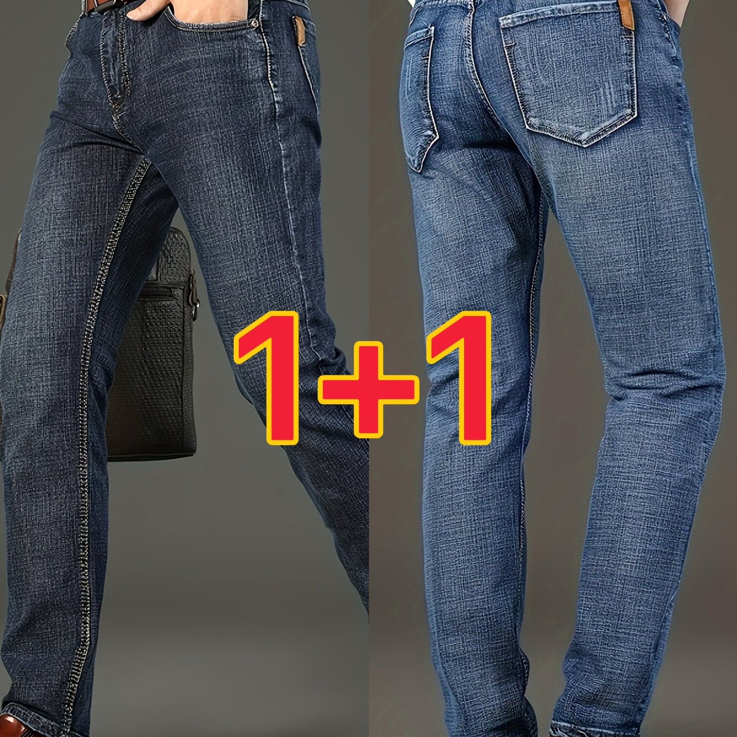 2 Pcs Solid Denim Men&