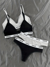 2 Sets Letter Print Bra & Panties, Wireless Sports Bra & Elastic Thong Lingerie Set, Women&