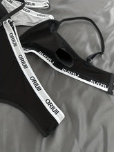 2 Sets Letter Print Bra & Panties, Wireless Sports Bra & Elastic Thong Lingerie Set, Women&