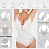 Dimmkof Lace Hem Low V Neck Thong - Lena & Miles Exquisite Boutique LLC.