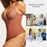 Dimmkof Lace Hem Low V Neck Thong - Lena & Miles Exquisite Boutique LLC.