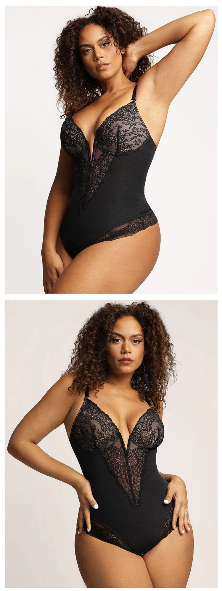 Dimmkof Lace Hem Low V Neck Thong - Lena & Miles Exquisite Boutique LLC.