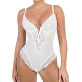 Dimmkof Lace Hem Low V Neck Thong - Lena & Miles Exquisite Boutique LLC.