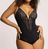 Dimmkof Lace Hem Low V Neck Thong - Lena & Miles Exquisite Boutique LLC.