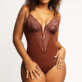 Dimmkof Lace Hem Low V Neck Thong Sleeveles - Lena & Miles Exquisite Boutique LLC.
