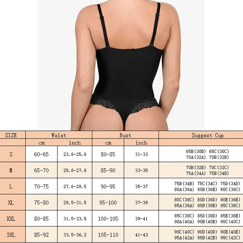 Dimmkof Lace Hem Low V Neck Thong Sleeveles - Lena & Miles Exquisite Boutique LLC.