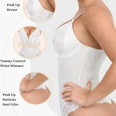 Dimmkof Lace Hem Low V Neck Thong Sleeveles - Lena & Miles Exquisite Boutique LLC.