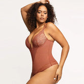 Dimmkof Lace Hem Low V Neck Thong Sleeveles - Lena & Miles Exquisite Boutique LLC.