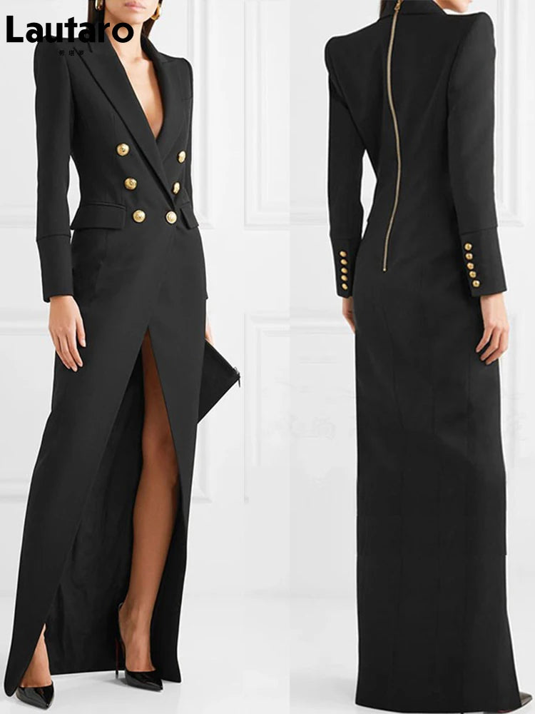 Lautaro Spring Autumn Extra Long Black Floor - Lena & Miles Exquisite Boutique LLC.