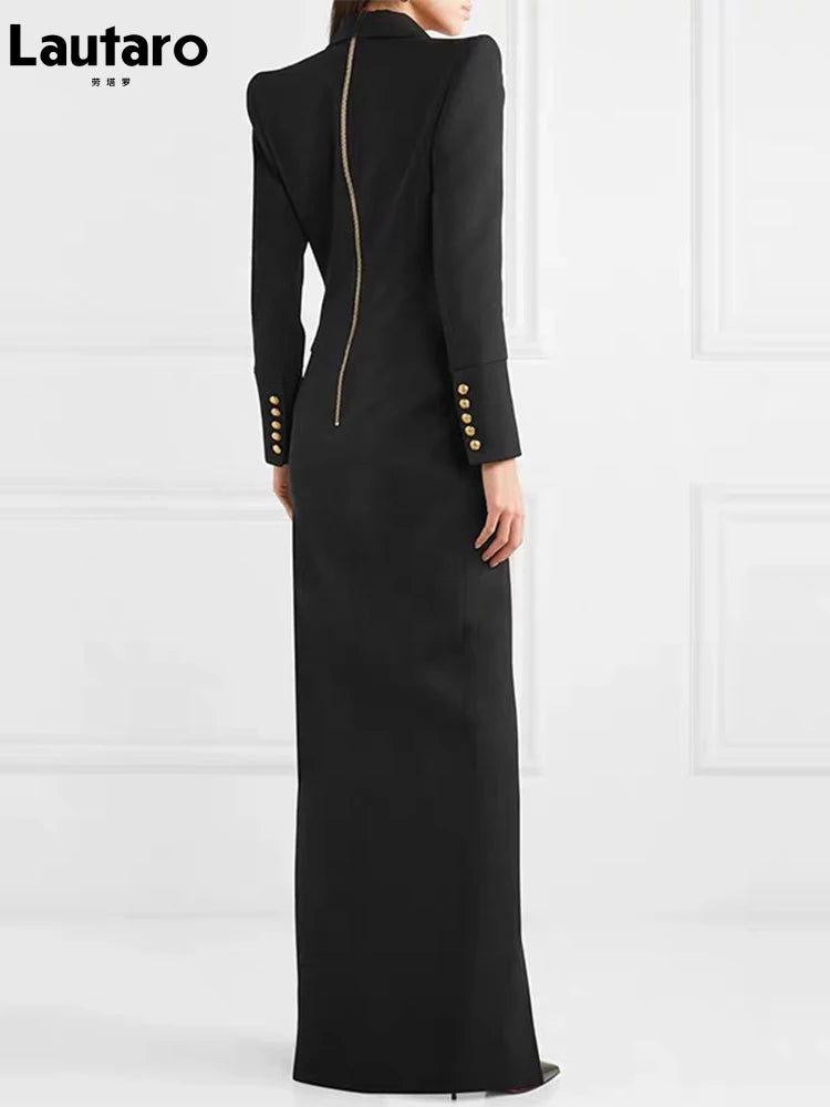 Lautaro Spring Autumn Extra Long Black Floor - Lena & Miles Exquisite Boutique LLC.