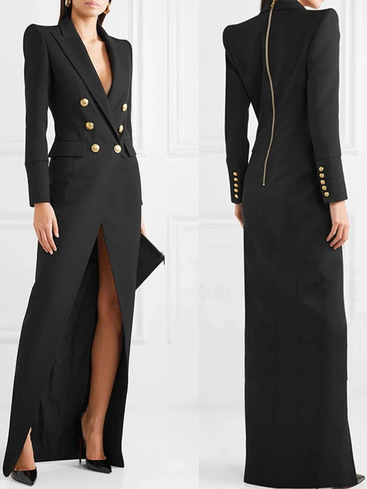 Lautaro Spring Autumn Extra Long Black Floor - Lena & Miles Exquisite Boutique LLC.