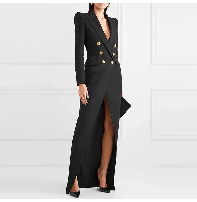 Lautaro Spring Autumn Extra Long Black Floor - Lena & Miles Exquisite Boutique LLC.