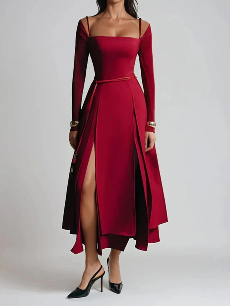 TWOTWINSTYLE Solid Slimming Split Long - Lena & Miles Exquisite Boutique LLC.