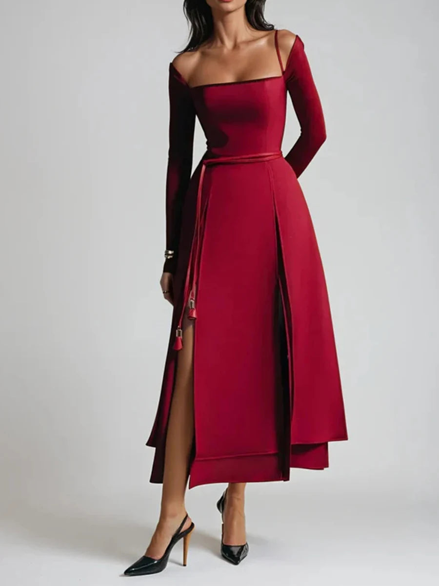 TWOTWINSTYLE Solid Slimming Split Long - Lena & Miles Exquisite Boutique LLC.