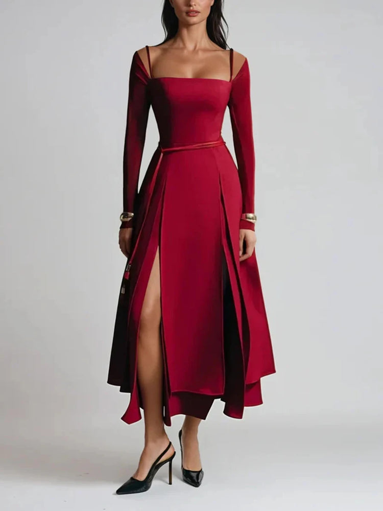 TWOTWINSTYLE Solid Slimming Split Long - Lena & Miles Exquisite Boutique LLC.